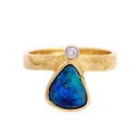 Ring mit Boulderopal und 1 Brillant, ca. 0,07 ct, LGW (I-J) / VS, GG 18K, RW 60, Ring mit