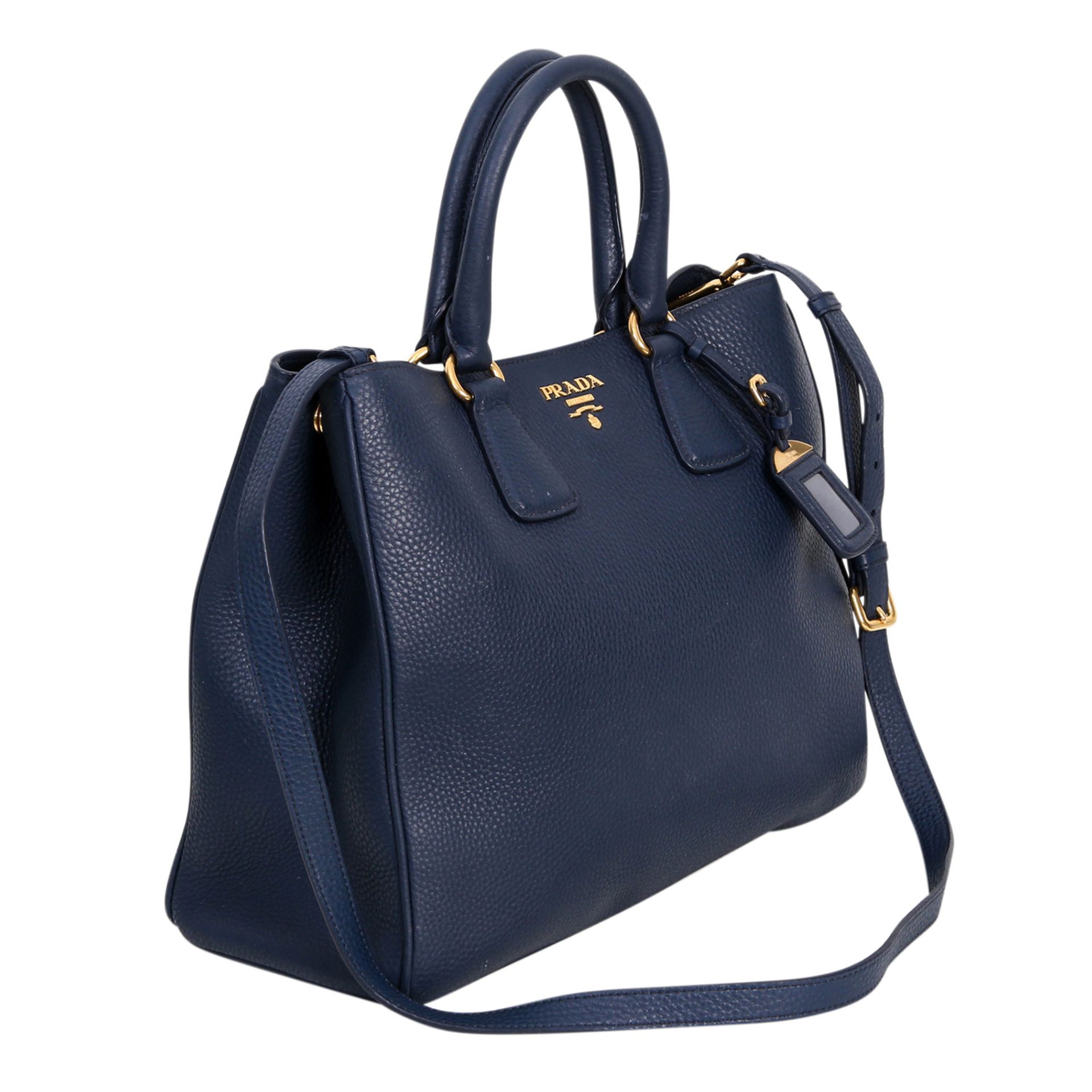 PRADA Shopper, NP. ca.: 900,-€. Softes Kalbsleder in Nachtblau, goldfarbene Hardware, - Image 2 of 6