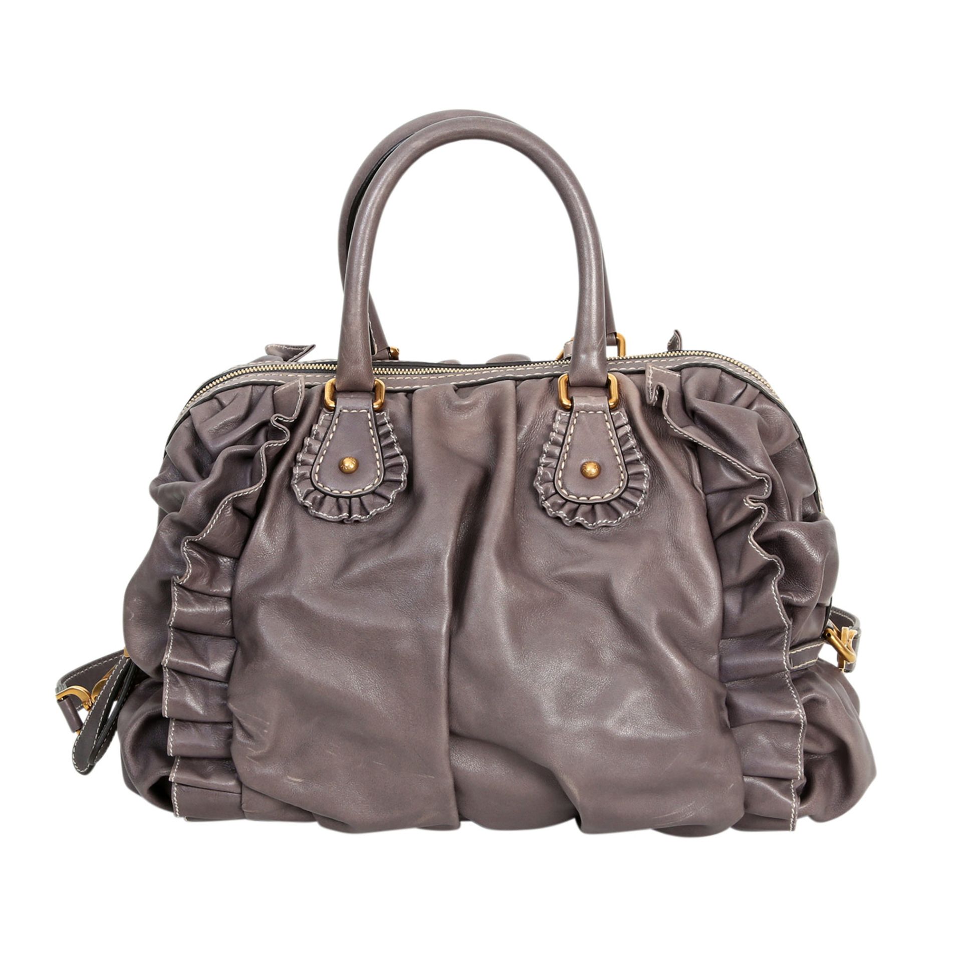 DOLCE & GABBANA Handtasche. NP. ca.: 1.200,-€. Leder in Grau, dekorative Falten und Kräuselungen, - Image 4 of 6