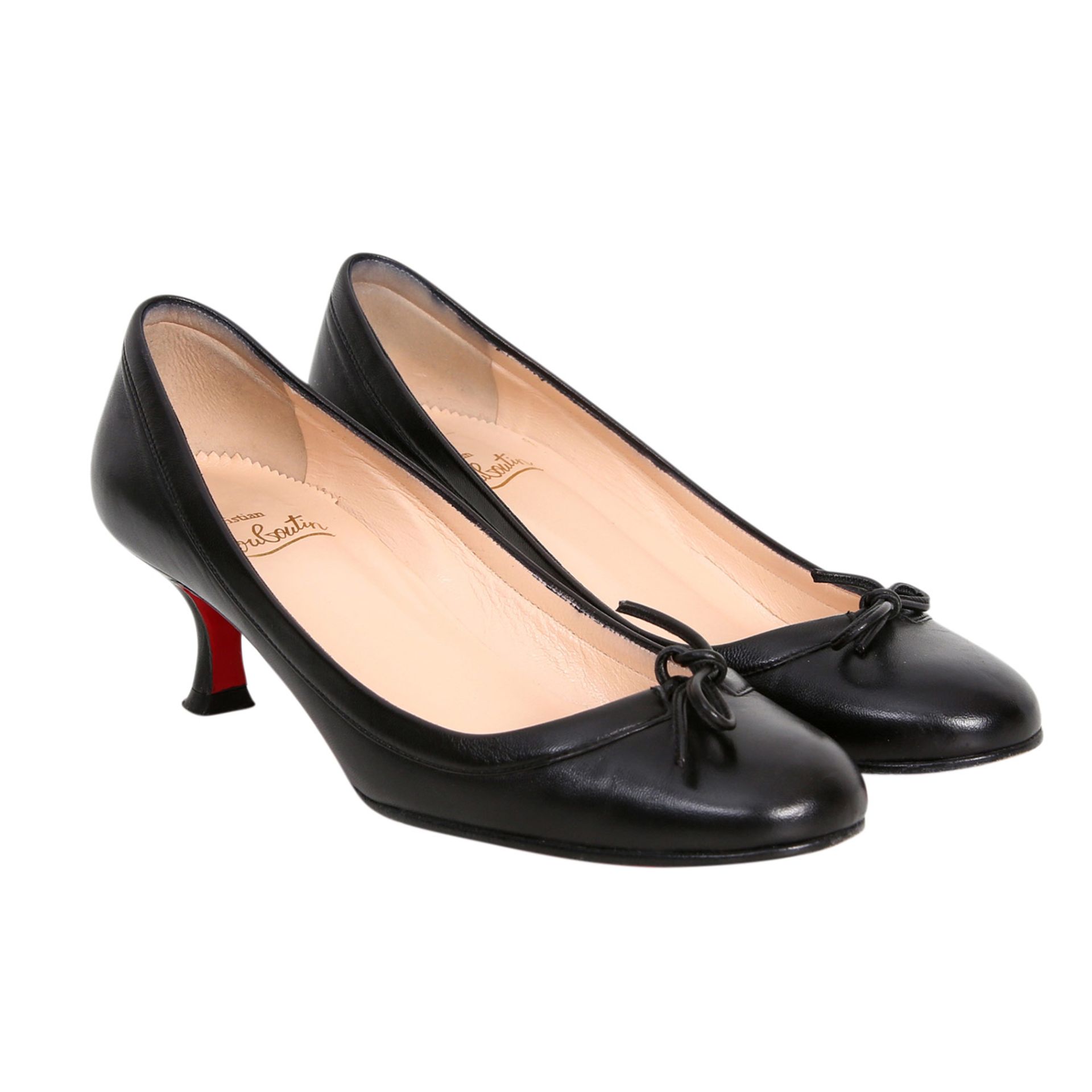 CHRISTIAN LOUBOUTIN VINTAGE Kitten-Heels, Gr. 36. Leder in Schwarz, typische rote Sohle, runde - Image 2 of 5