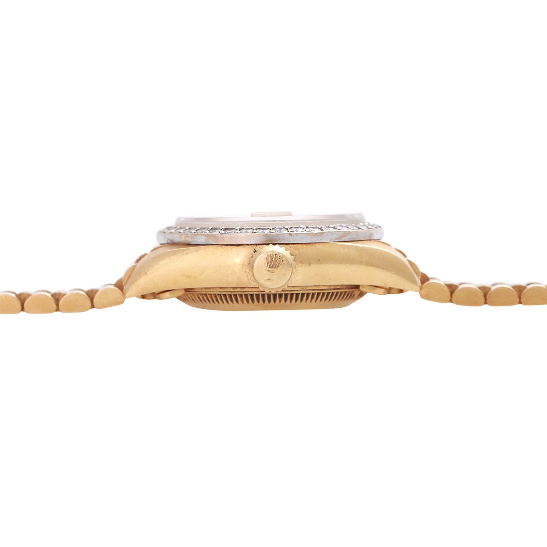 ROLEX Lady Datejust Damenuhr, Ref. 69278, S-Serie, ca. 1993/94. Gold 18K. Diamant-Lünette, - Bild 3 aus 5