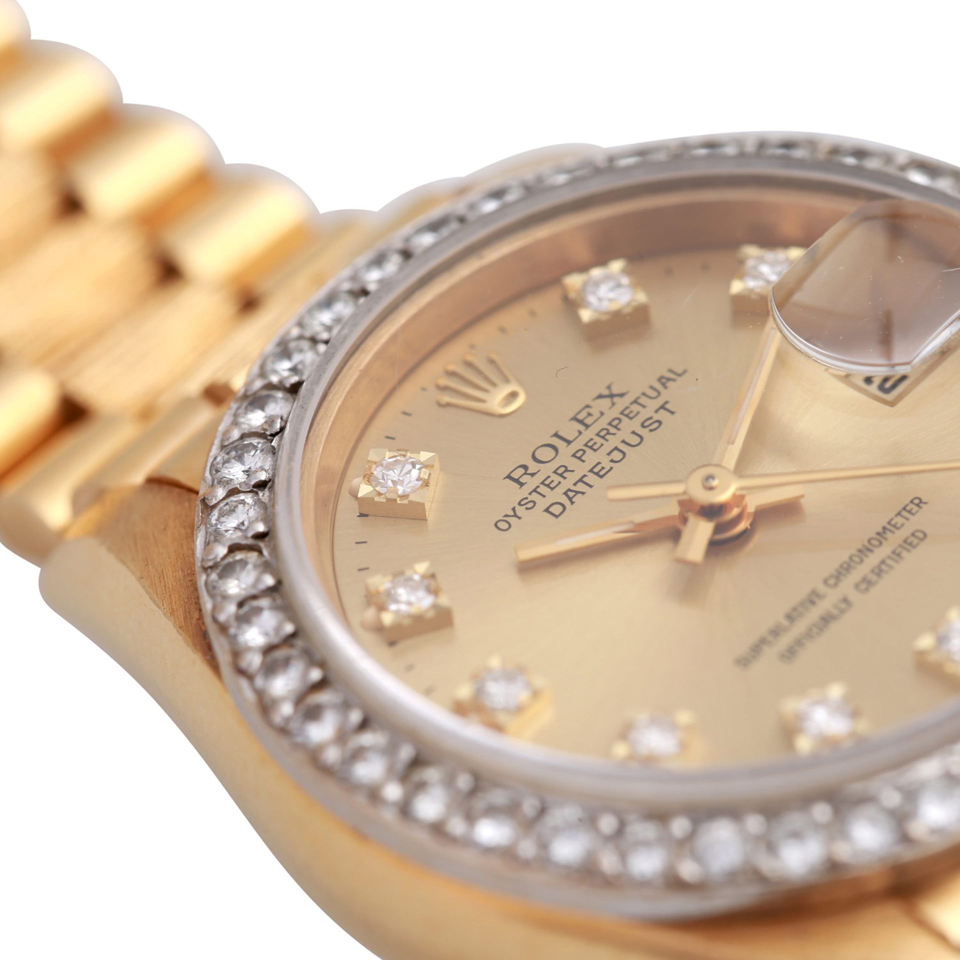 ROLEX Lady Datejust Damenuhr, Ref. 69278, S-Serie, ca. 1993/94. Gold 18K. Diamant-Lünette, - Bild 5 aus 5