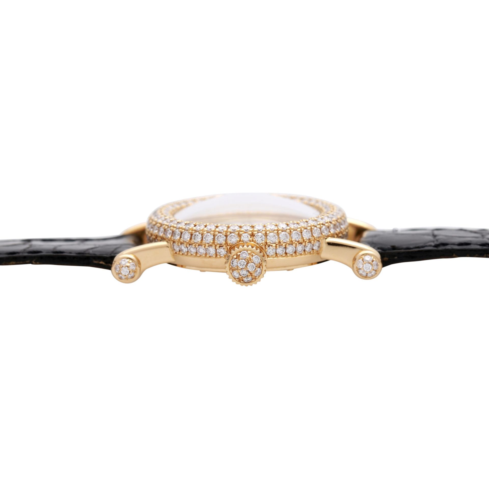 CARTIER Diabolo Damenuhr, Ref. 1450-0, ca. 1990/2000er Jahre. Gold 18K. Diamant-Besatz. Quarz- - Bild 3 aus 6