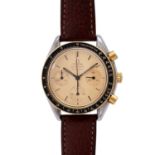 OMEGA Speedmaster Reduced Herrenuhr, Ref. 175.0032, ca. 1980er Jahre. Edelstahl/Gold-Lünette.