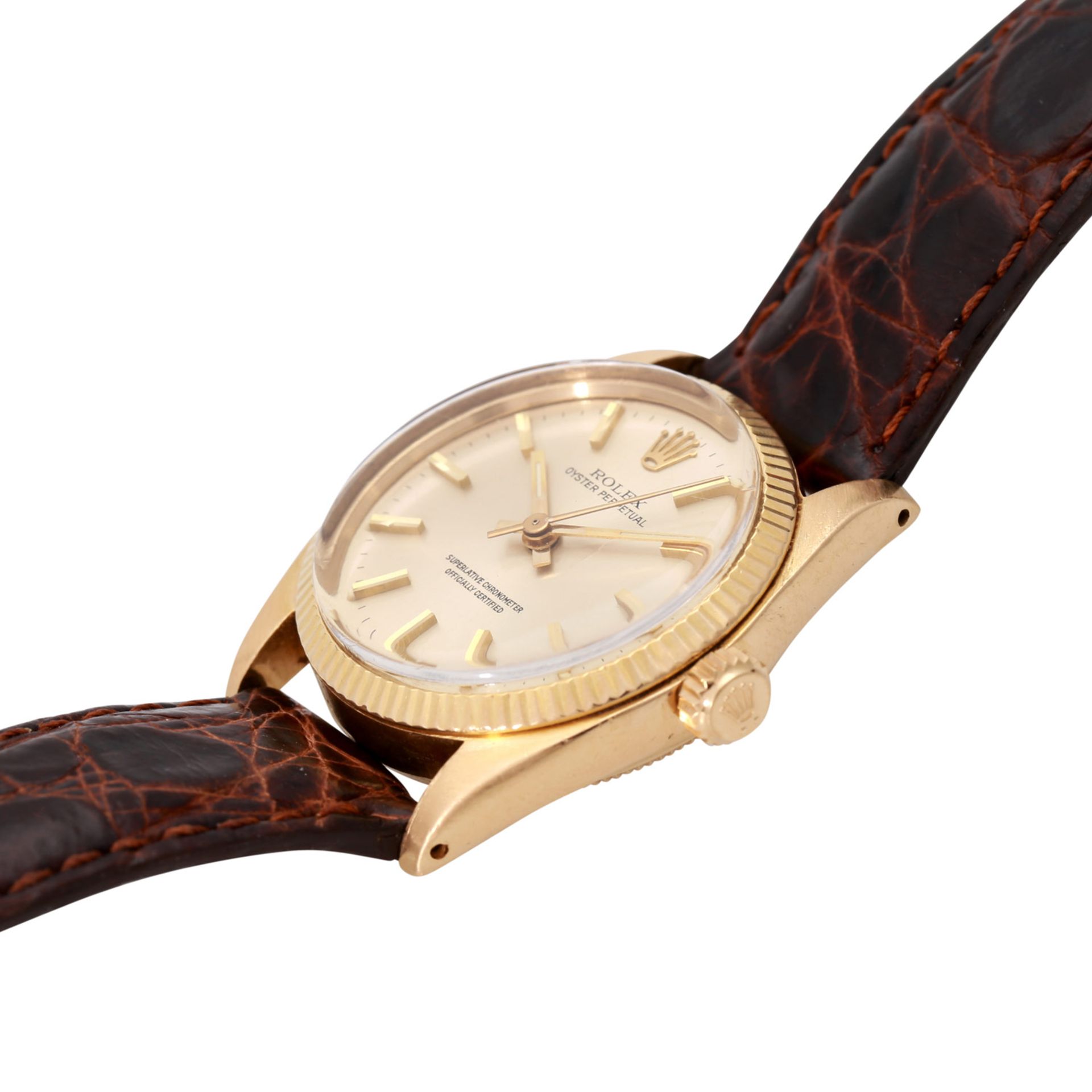 ROLEX Oyster Perpetual Midsize Damenuhr, Ref. 6751, ca. 1970er Jahre. Gold 18K. Automatic-Werk. - Bild 4 aus 5