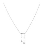 Zartes Art Deco Collier mit Diamanten zus. ca. 0,6 ct GW - GET / VS - SI und 1 wohl Orientperle,