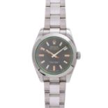 ROLEX Milgauss Herrenuhr, Ref. 116400GV, V-Serie. Edelstahl. Automatic-Werk. Serien-Nr. V367013. Mit