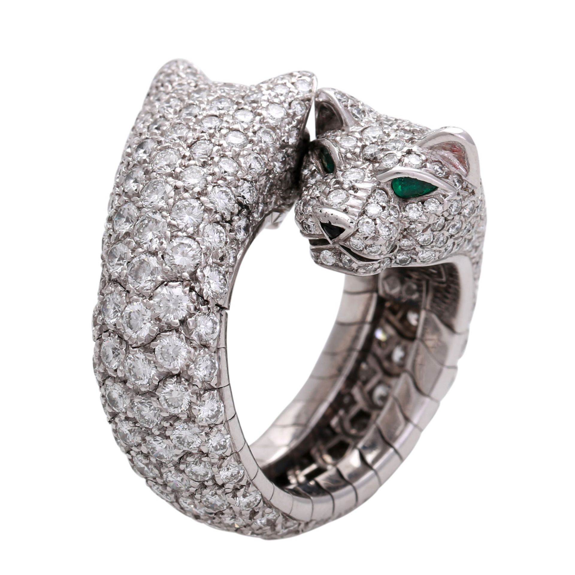 CARTIER Ring "Panthère de Cartier" mit den markentypischen Pantherköpfen, die sich aneinander