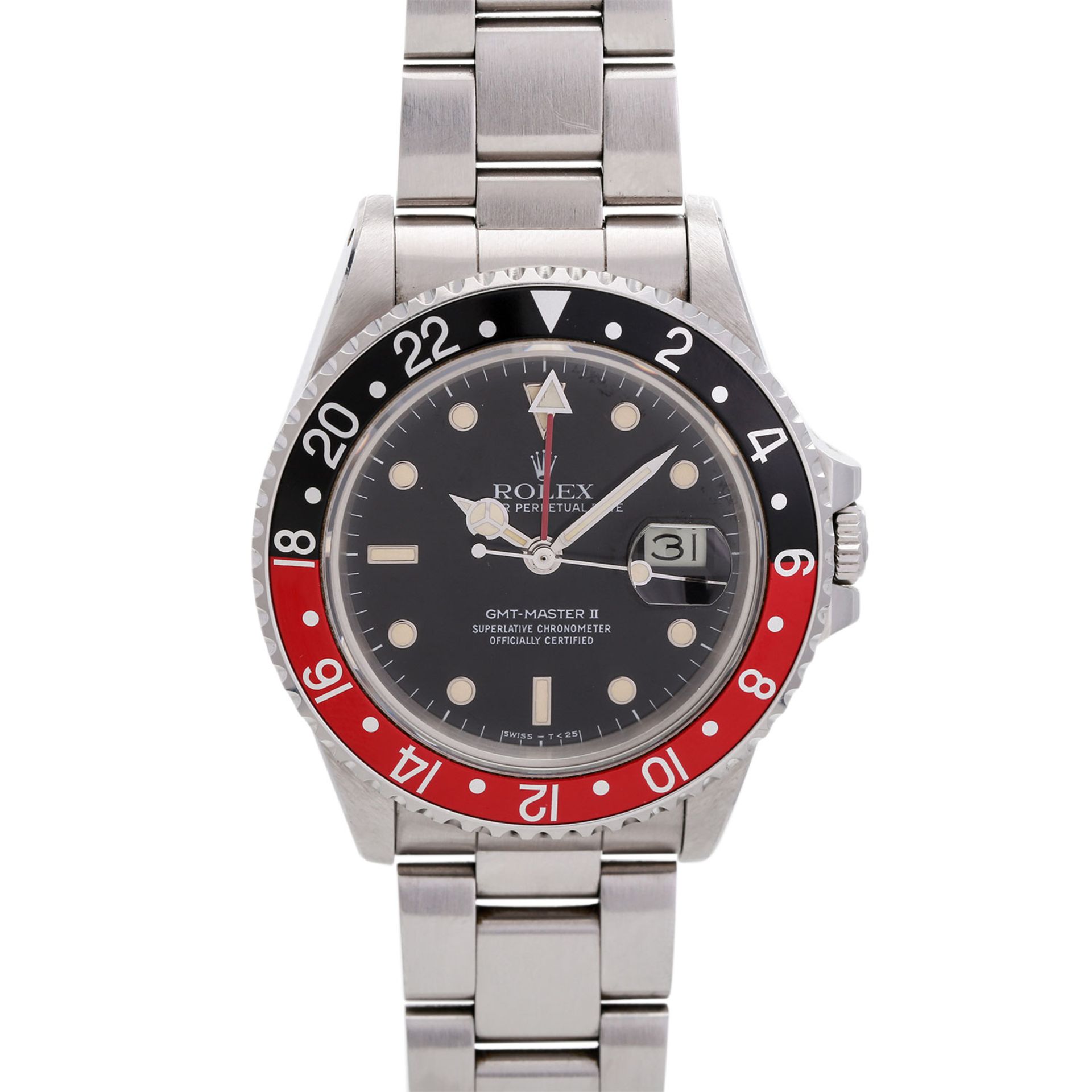 ROLEX GMT-Master II Fat Lady Date Dial Herrenuhr, Ref. 16760. Edelstahl. Automatic-Werk. Serien-Nr.: