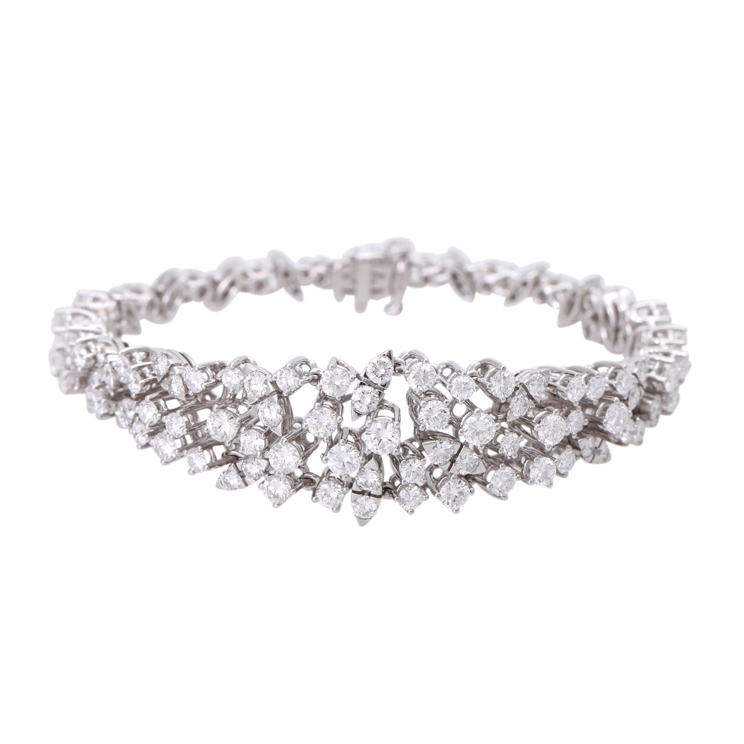 Feines Brillantarmband üppig besetzt mit ca. 130 Brillanten zus. ca. 5,5 ct, WEISS (H) / VVS - VS in