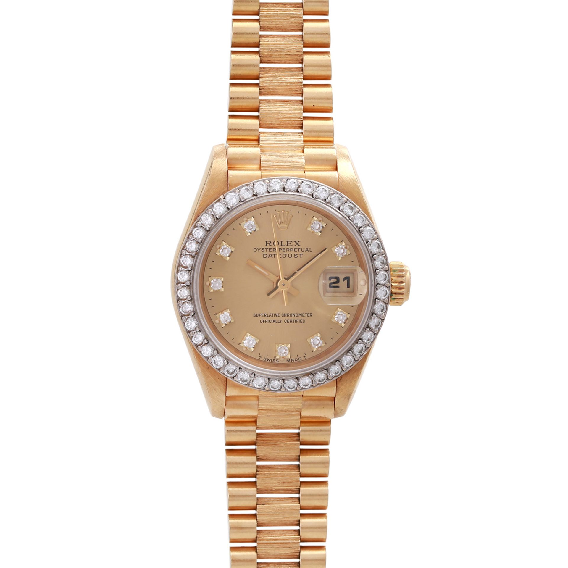 ROLEX Lady Datejust Damenuhr, Ref. 69278, S-Serie, ca. 1993/94. Gold 18K. Diamant-Lünette,