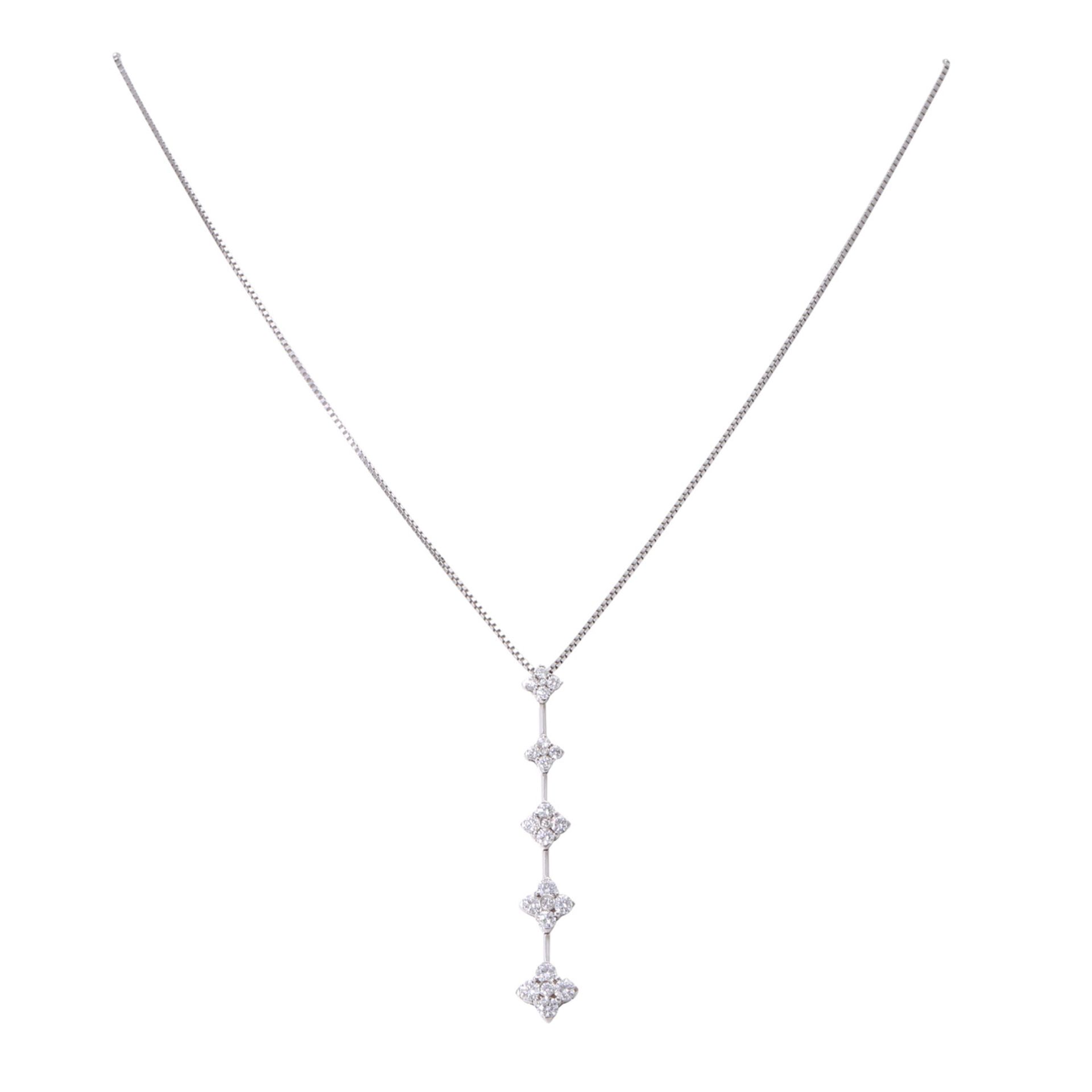 Collier "Fleurs" mit 25 Brillanten zus. ca. 1,10 ct, WEISS - LGW (H - I) / VS, WG 18K, Anhänger