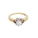 Solitärring mit 1 Brillant ca. 0,5 ct, LGW / VS in GG / WG 14K. RW: ca. 53. Leichte Tragespuren.