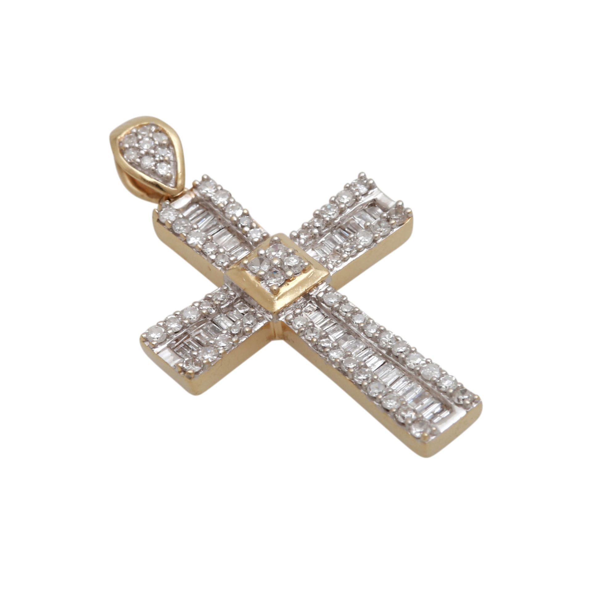 4 Kreuzanhänger mit Diamantbesatz davon 1 mittleres Kreuz in WG 18K mit 24 Brillanten zus. ca. 0,7 - Bild 3 aus 5
