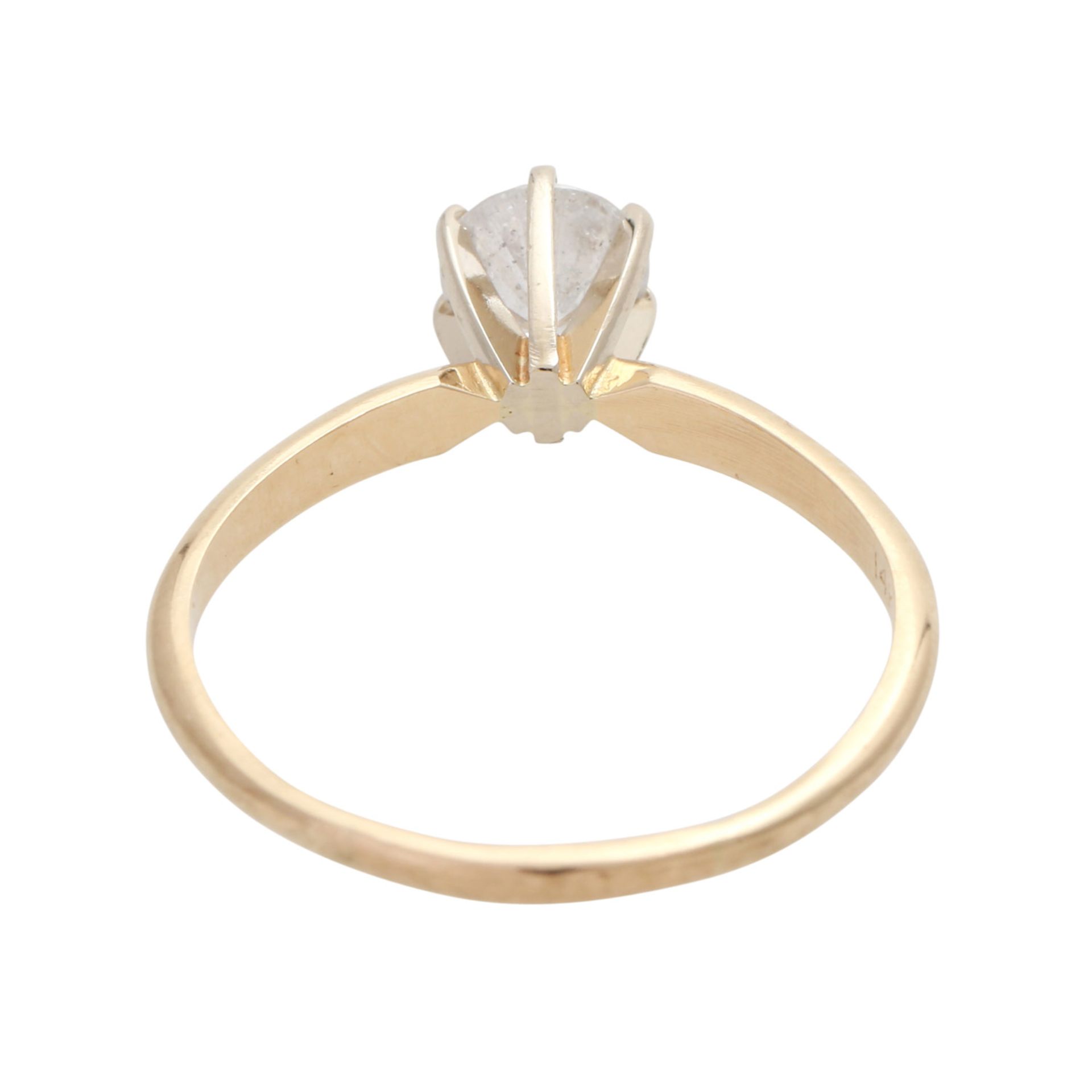 Solitärring mit Brillant, ca. 0,85 ct,GET (M) / P3, GG 14K, RW 63, Tragespuren.Gewicht 2,6gLegierung - Image 4 of 4