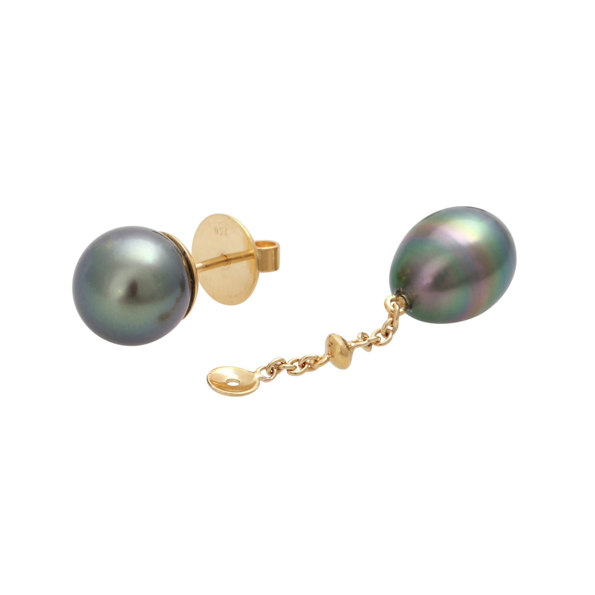 Ohrstecker mit Tahitizuchtperlenmit abnehmbaren Abhängern, GG 18K, runde Perlen ca. 10 mm, - Image 5 of 5