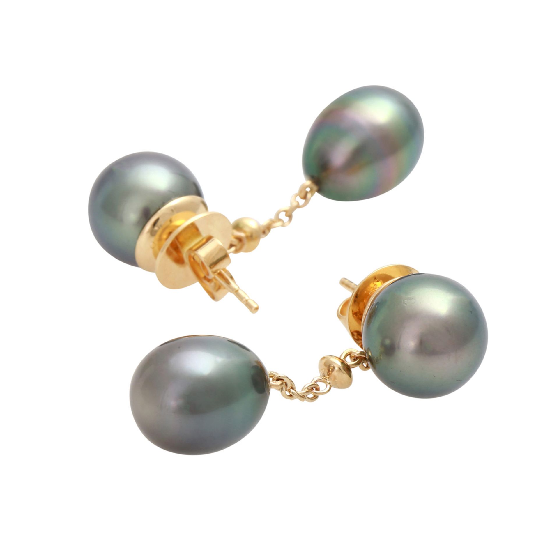 Ohrstecker mit Tahitizuchtperlenmit abnehmbaren Abhängern, GG 18K, runde Perlen ca. 10 mm, - Image 3 of 5