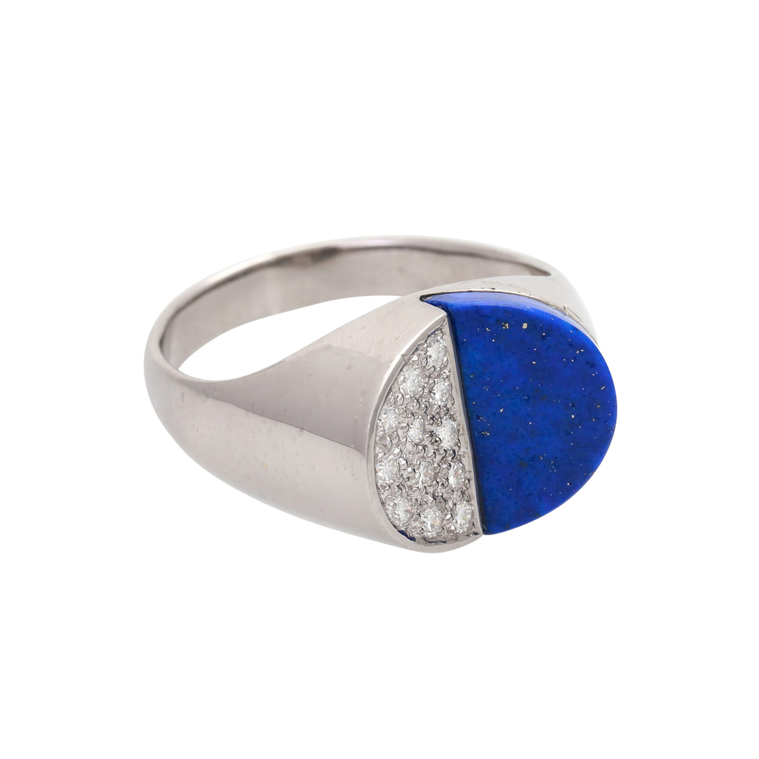 Damenring mit Lapislazuli und Brillantenzus. ca. 0,25 ct WEISS (H) / VS - SI in WG 18K, RW: ca. 63, - Image 2 of 4