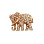 CARTIER Stickpin "Elefant"mit ca. 86 Brillanten in div. Größen zus. ca. 1,5 ct FW (F - G) / VVS -