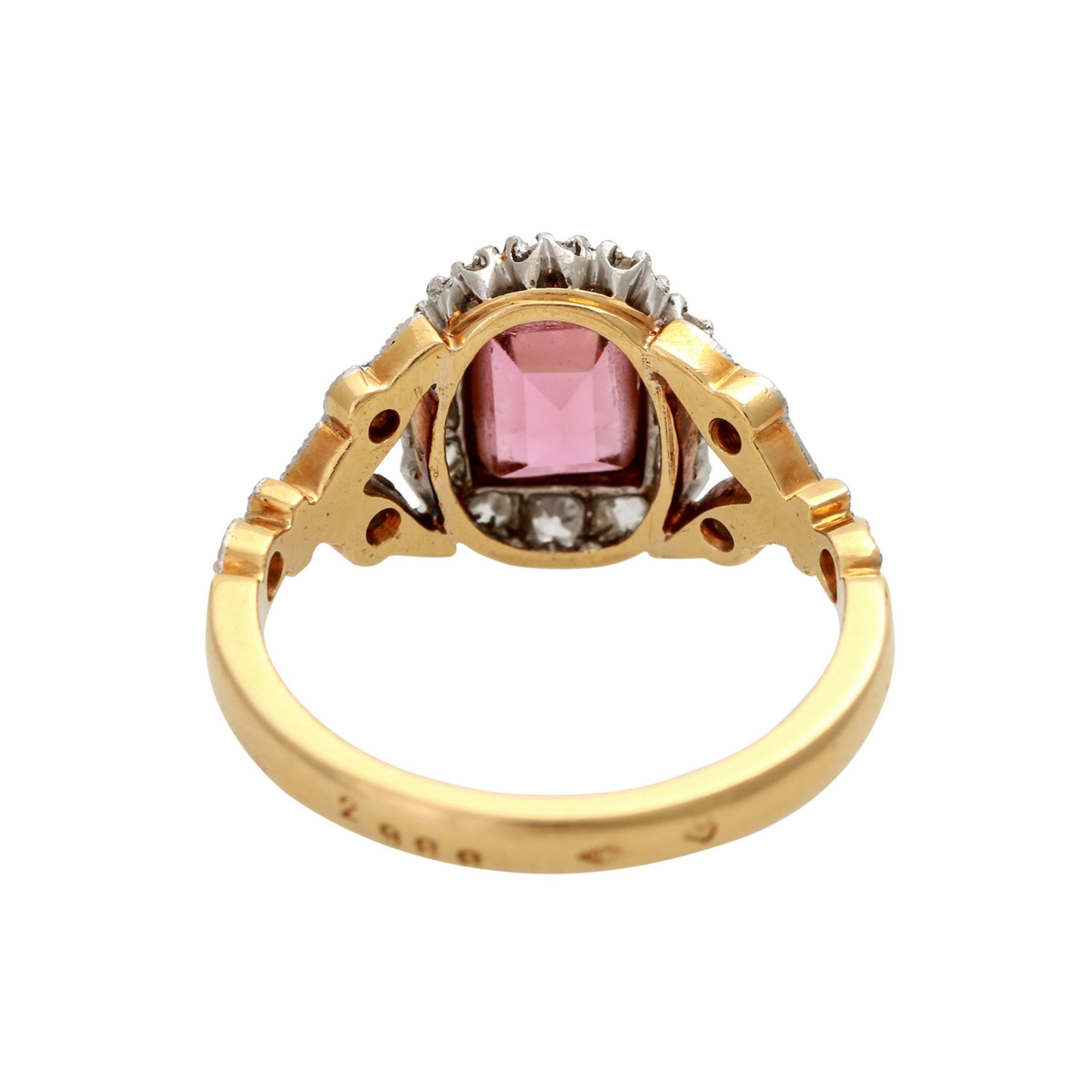 Damenring mit 1 rosa Turmalin und Diamantenin verschiedenen Schliffformen zus. ca. 0,35 ct LGW ( - Image 4 of 4