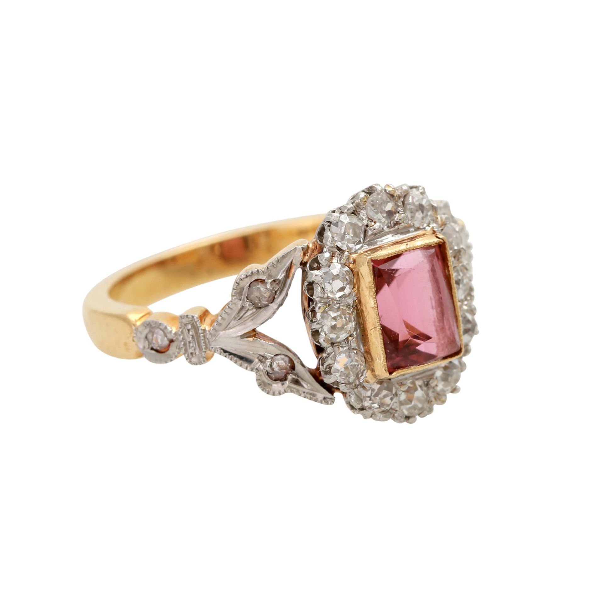 Damenring mit 1 rosa Turmalin und Diamantenin verschiedenen Schliffformen zus. ca. 0,35 ct LGW ( - Image 2 of 4