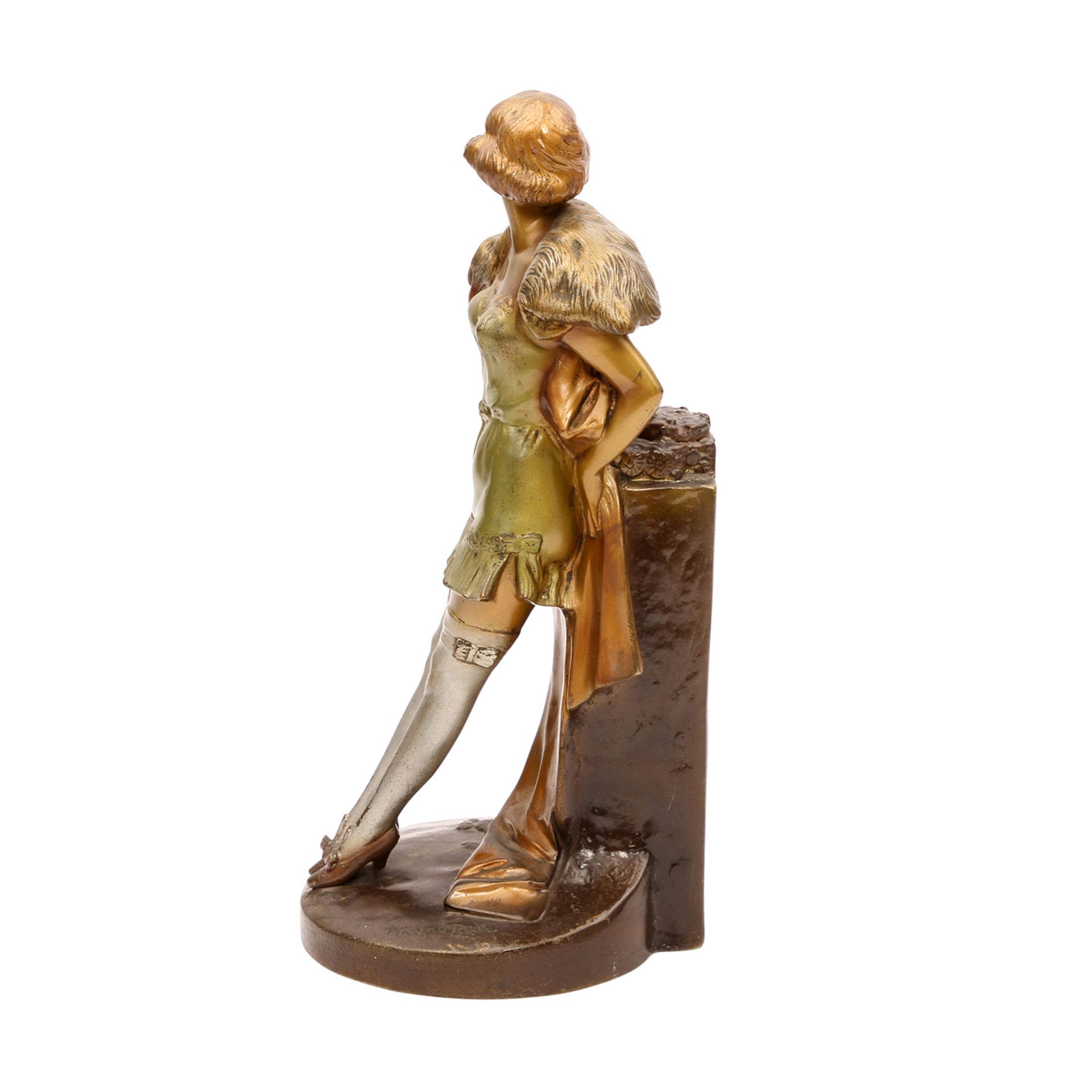 ZACH, BRUNO (1891-1935) 'Stehende Frau mit Strümpfen', 1. Hälfte 20. Jhd.Bronze partiell - Image 2 of 6