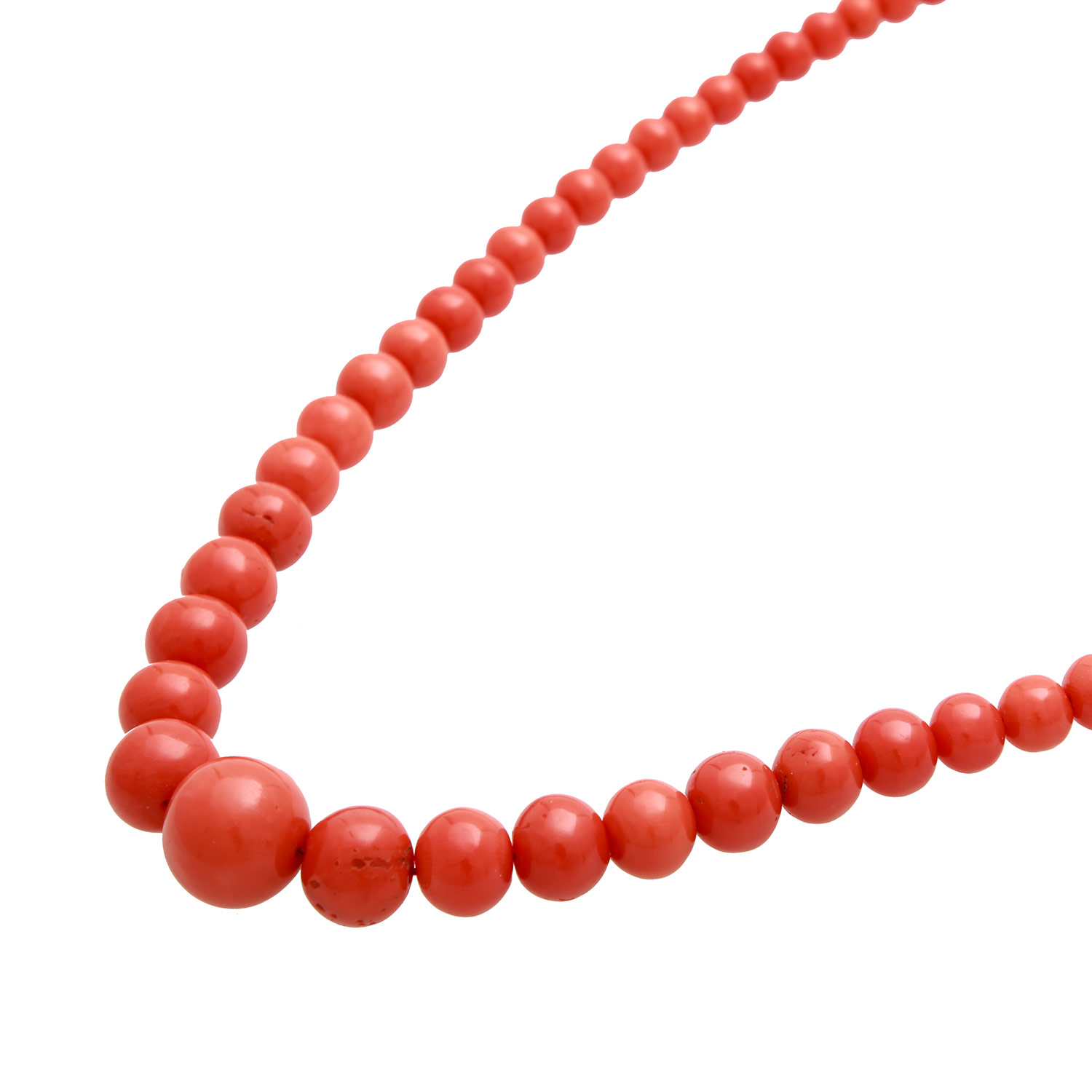 Collier aus roten Korallenkugeln im Verlaufca. 5,5 - 14 mm, Federring, L: ca. 53 cm, Tragespuren, - Image 4 of 4