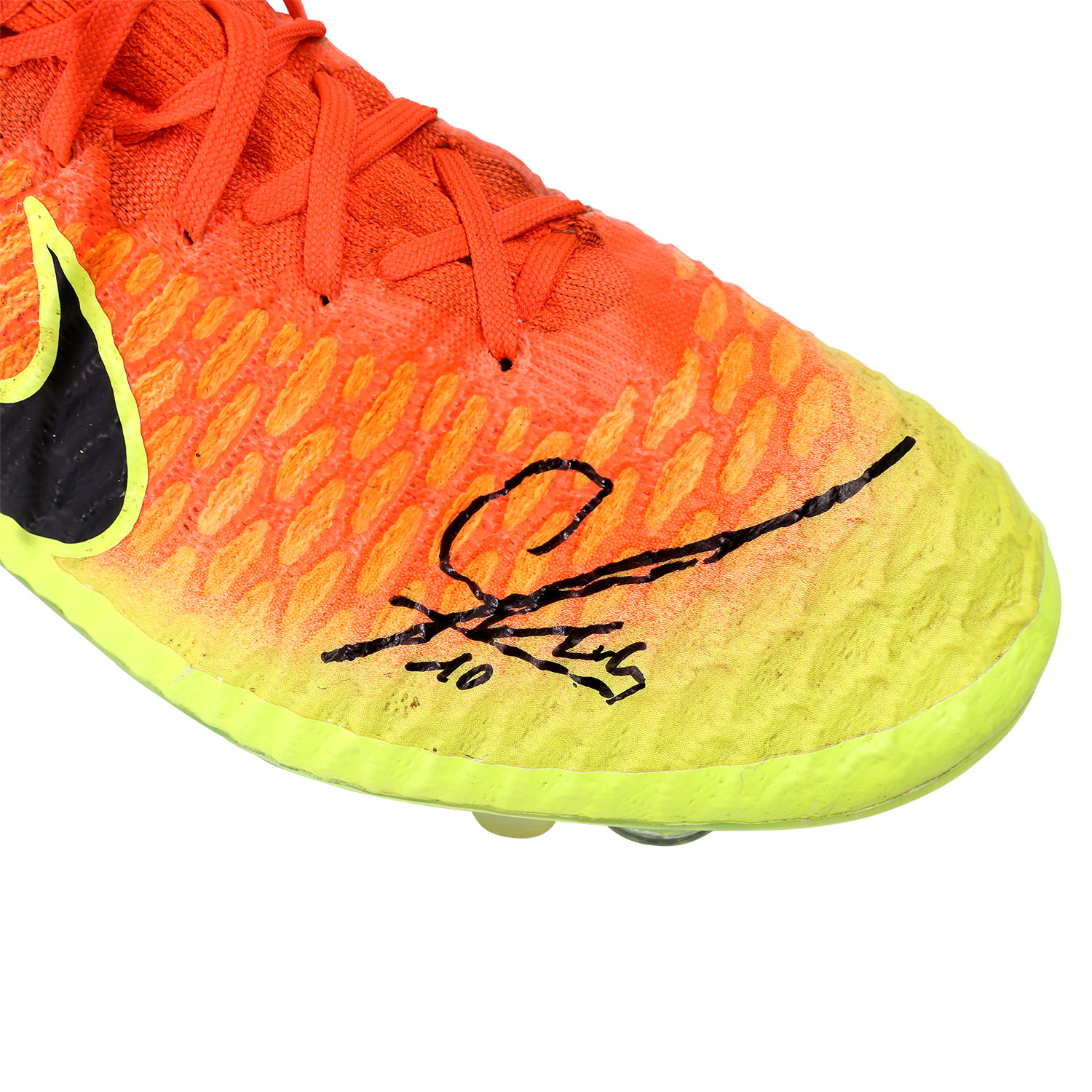 Von MARIO GÖTZE handsignierte Fussballschuhe NIKE "Magista"in Neonfarben von Gelb bis Orange. Dieses - Image 9 of 10