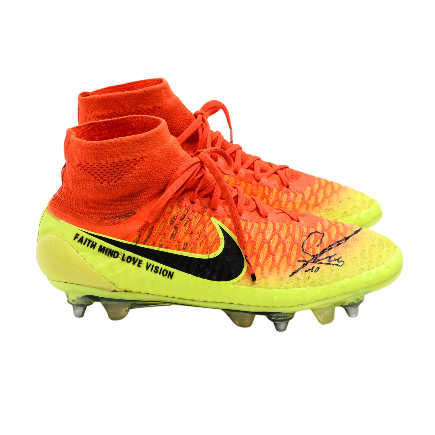 Von MARIO GÖTZE handsignierte Fussballschuhe NIKE "Magista"in Neonfarben von Gelb bis Orange. Dieses - Image 4 of 10