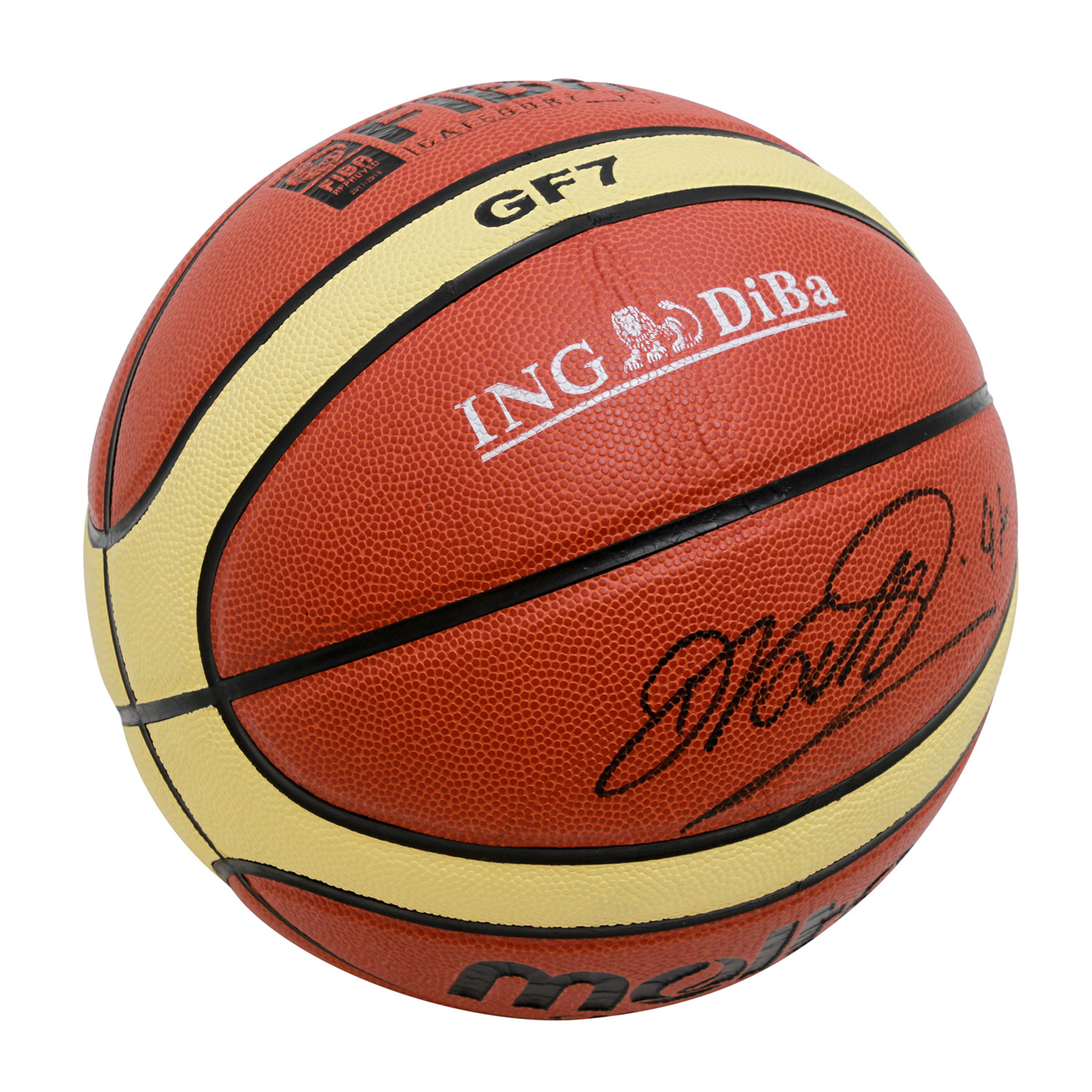 Basketball FIBA Category GF 7, handsigniert von Dirk Nowitzki.Ball unbespielt, Neupreis ca. 80 bis