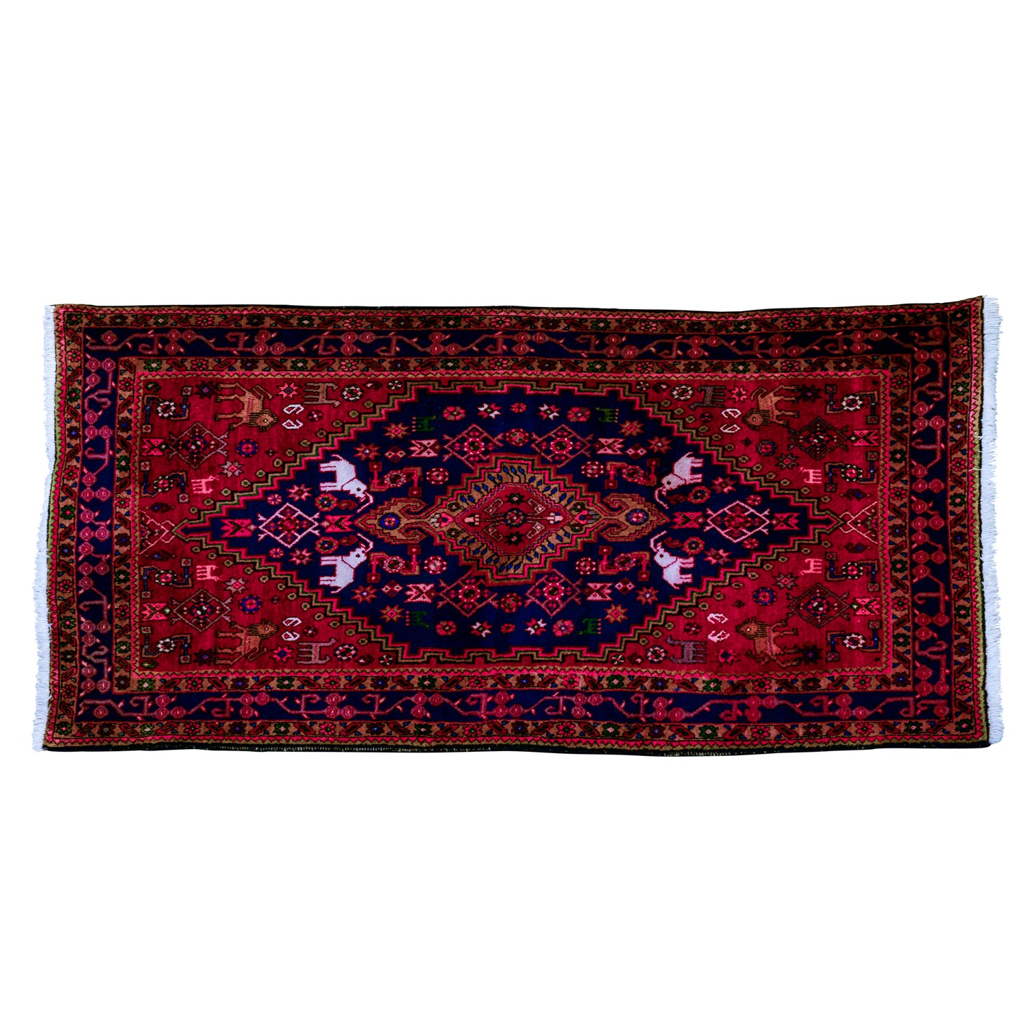 Orientteppich. IRAN, 20. Jh., 225x128 cm.Langgestrecktes Zentralmedaillon auf getrepptem,
