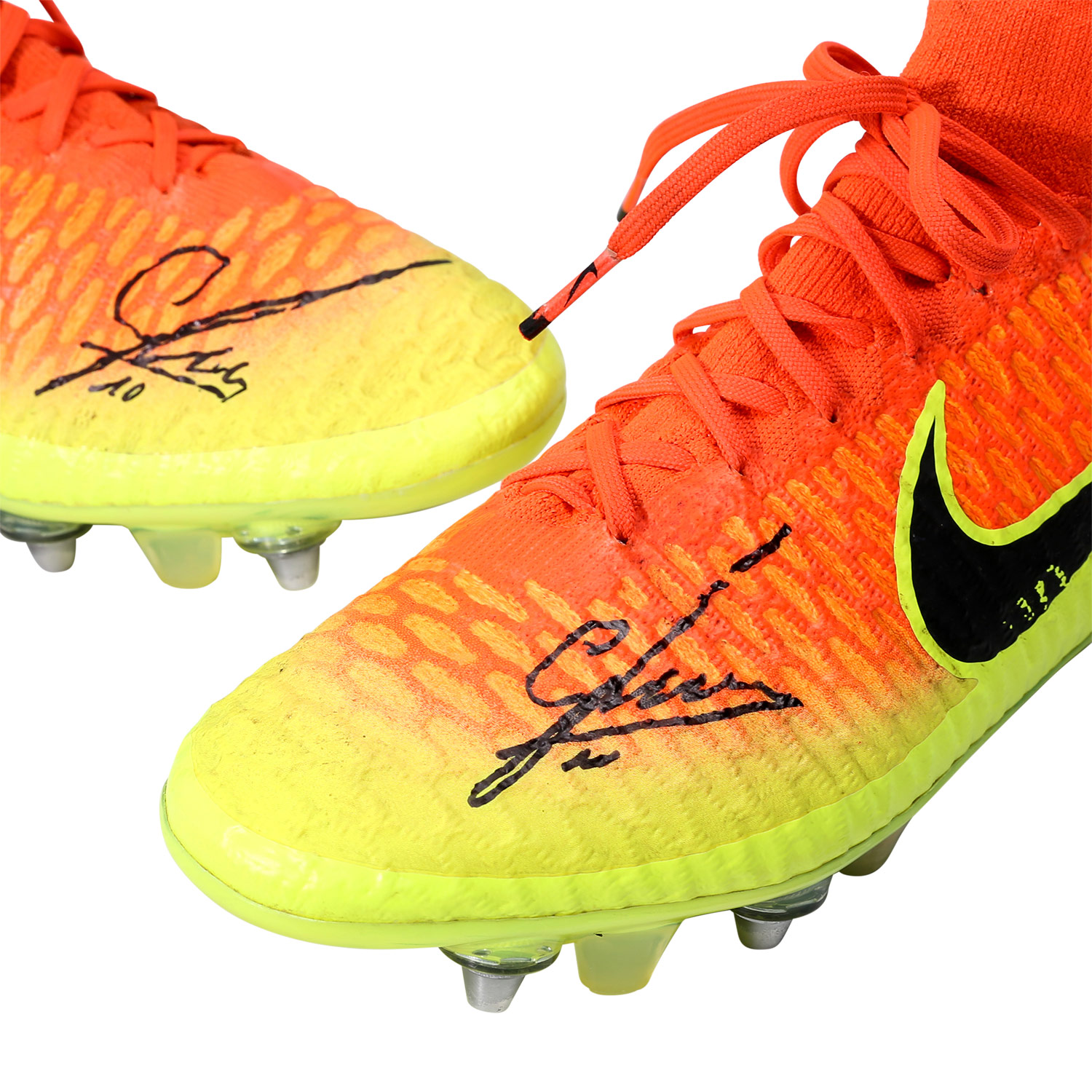 Von MARIO GÖTZE handsignierte Fussballschuhe NIKE "Magista"in Neonfarben von Gelb bis Orange. Dieses - Image 10 of 10