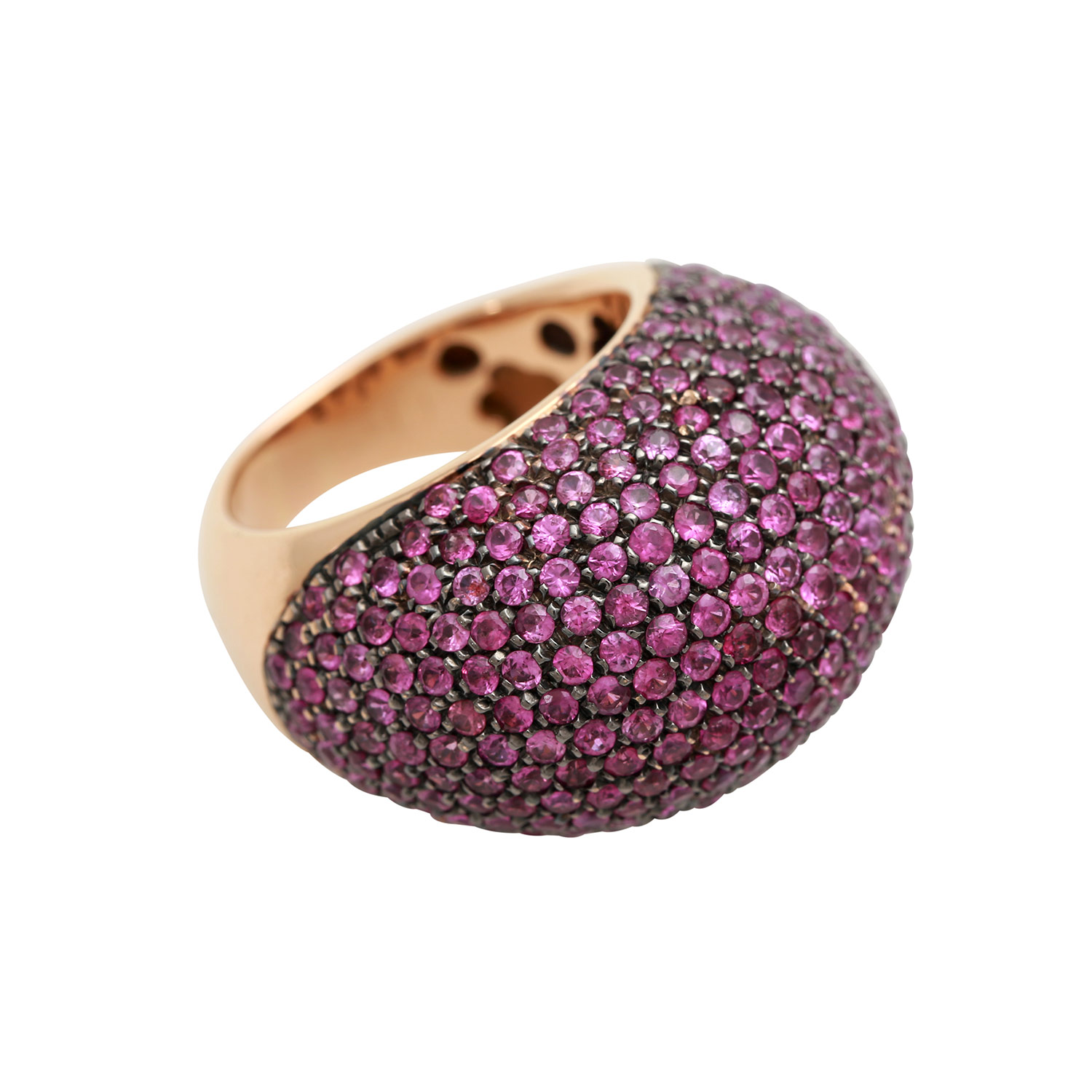 Ring, komplett ausgefasst mit Rubinen,Roségold ca. 700/-, Schauseite rutheniert, RW 54, hoch - Image 2 of 4