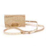 JIMMY CHOO exklusive Abendtasche. Goldfarbene Tasche mit abnehmbarem Henkel, goldfarbene Hardware,