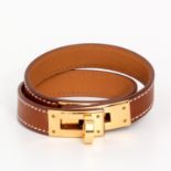 HERMÈS edles Wickelarmband "KELLY DOBLE TOUR", Koll. 2013. Größe S. Akt. NP.: 440,-. Swift Leder in