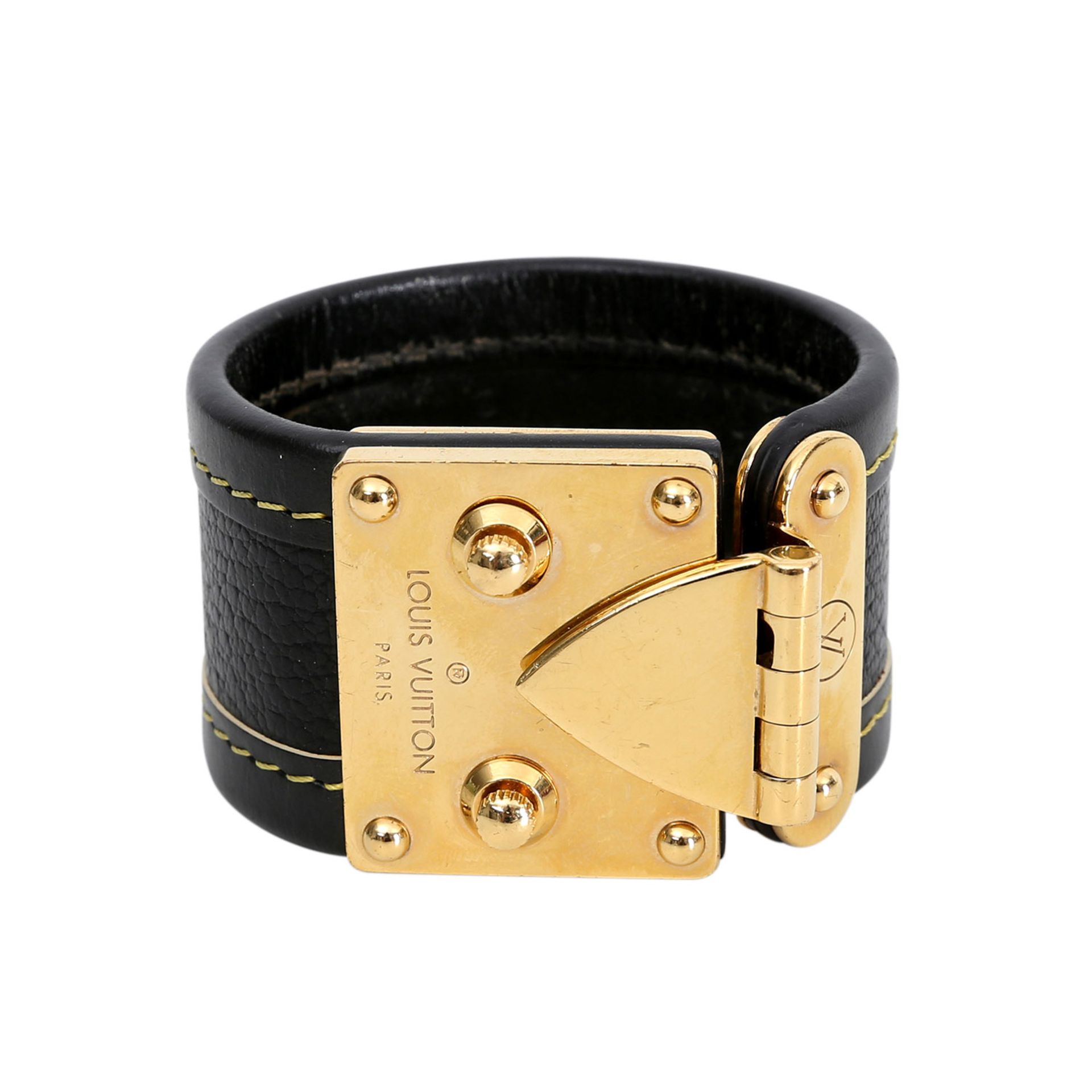 LOUIS VUITTON hochwertiges Leder Armband, Koll. 2008. NP. ca.: 650,-. Länge 18cm, Breite 3,8cm.