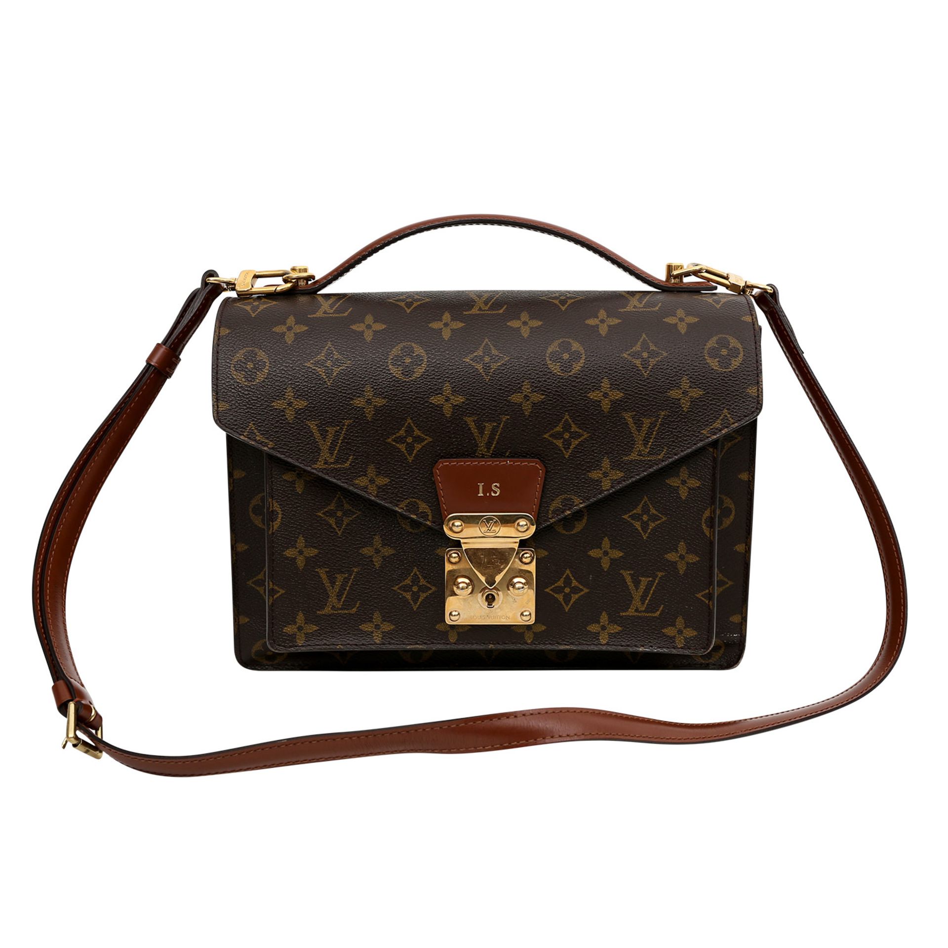 LOUIS VUITTON klassische Umhängetasche "MONCEAU", Koll. 2003. Monogram Canvas Serie, kompaktes