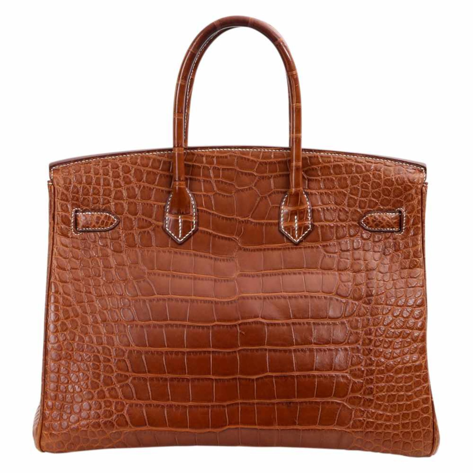 HERMÈS exquisite Stil-Ikonen Handtasche "BIRKIN BAG 35 KROKO", Koll. 2013. Alligator Leder in Cognac - Bild 4 aus 5