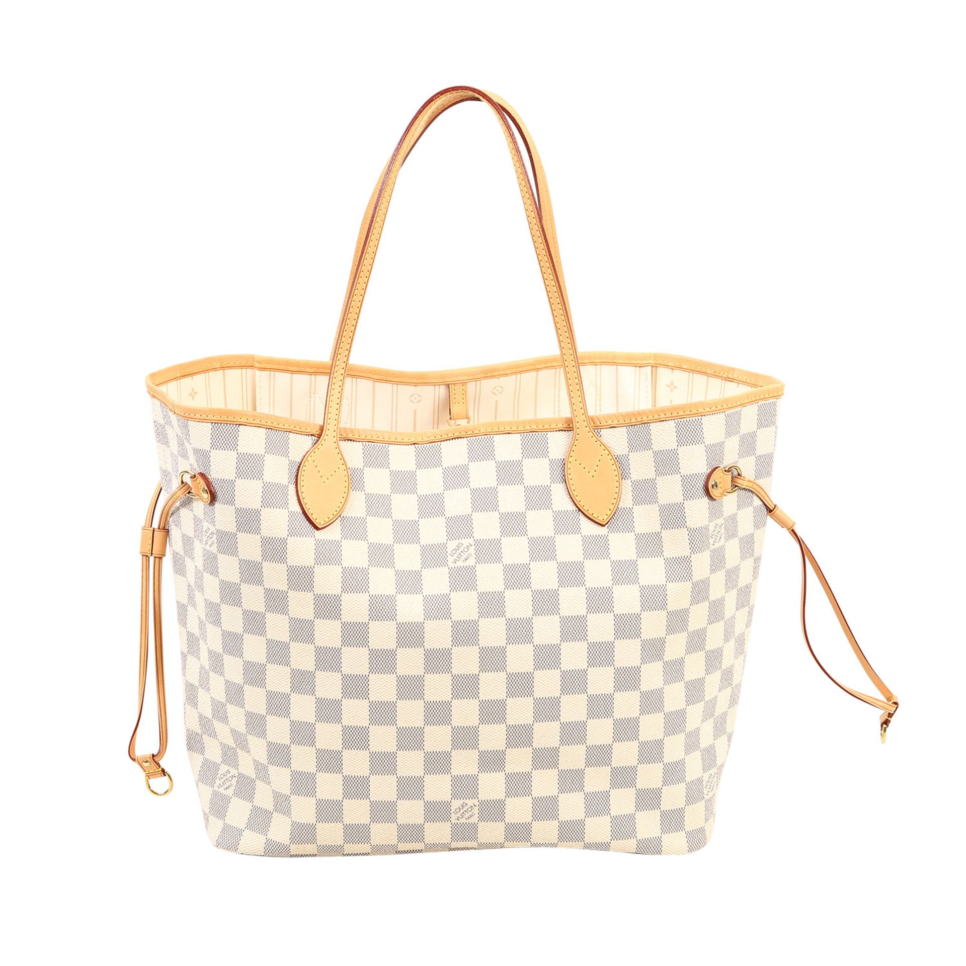 LOUIS VUITTON Shoppertasche "NEVERFULL MM", Koll. 2010, NP: 990,-€. Damier Azur Canvas Serie,