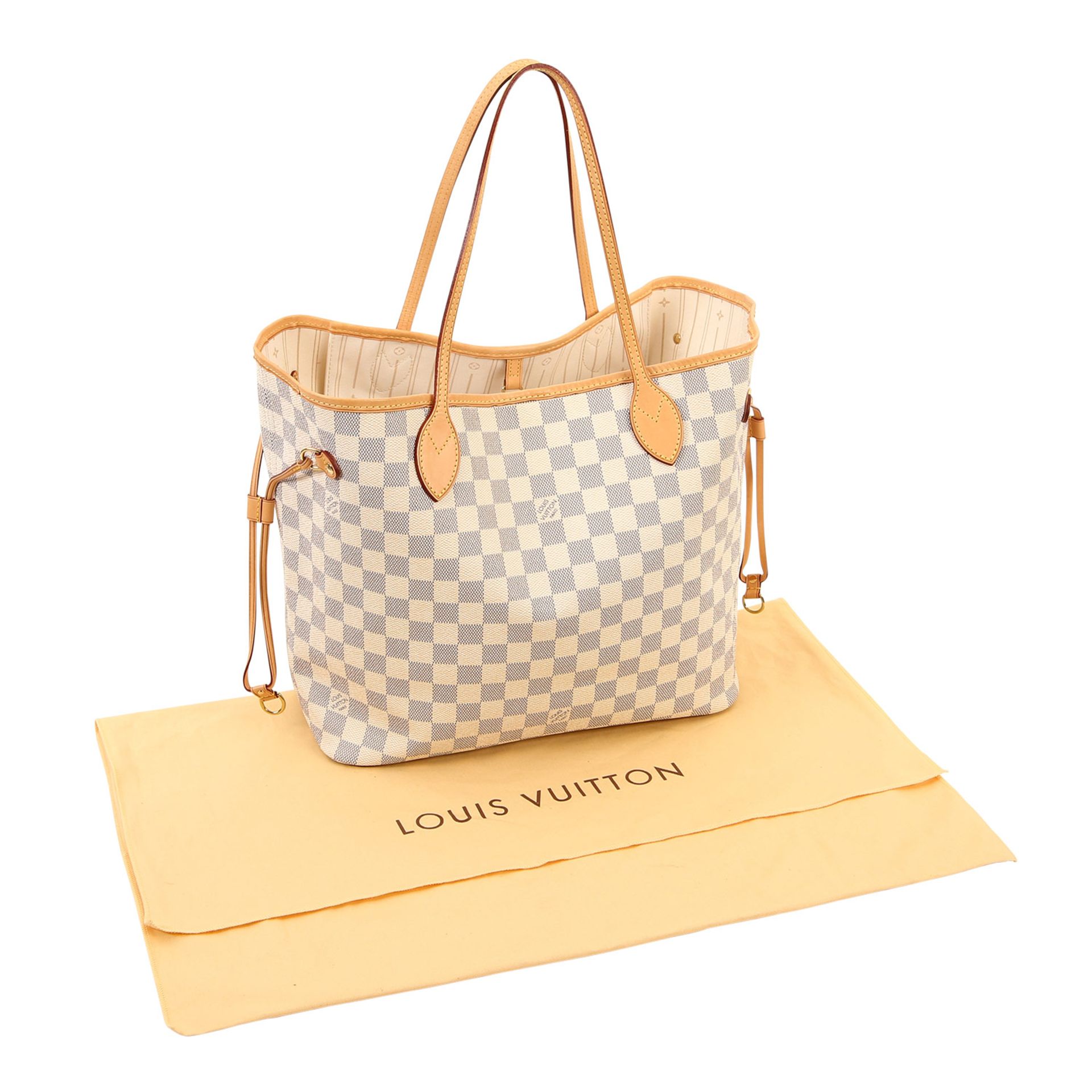 LOUIS VUITTON Shoppertasche "NEVERFULL MM", Koll. 2010, NP: 990,-€. Damier Azur Canvas Serie, - Bild 6 aus 7