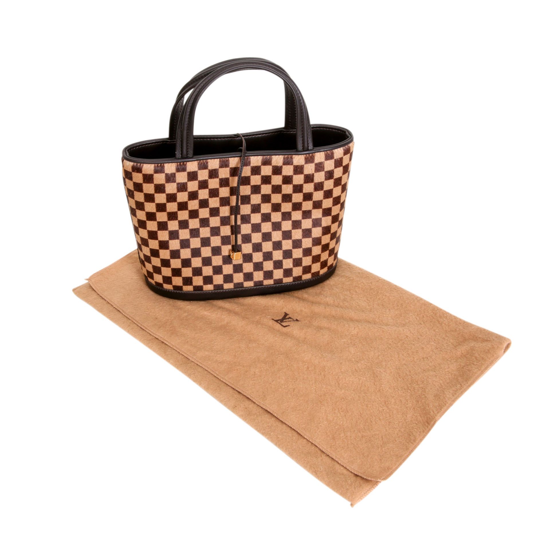 LOUIS VUITTON Henkeltasche "IMPALA", Koll.: 2002, NP.: ca. 700,-€. Damier Sauvage Serie aus Ponyfell - Bild 6 aus 7