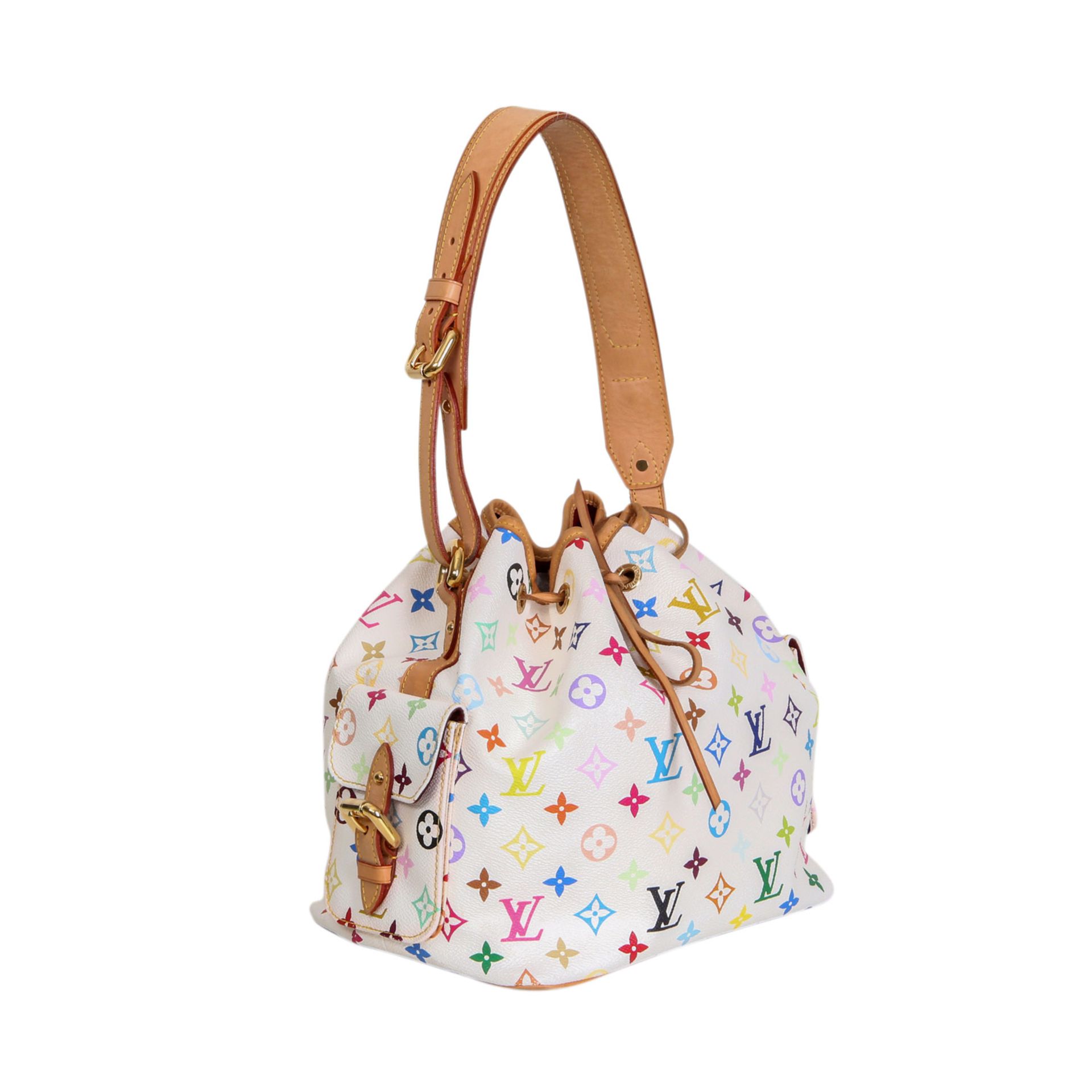 LOUIS VUITTON Schultertasche "NOÉ PM", Koll. 2006. Monogram Multicolor Canvas Serie, goldfarbene - Bild 2 aus 6