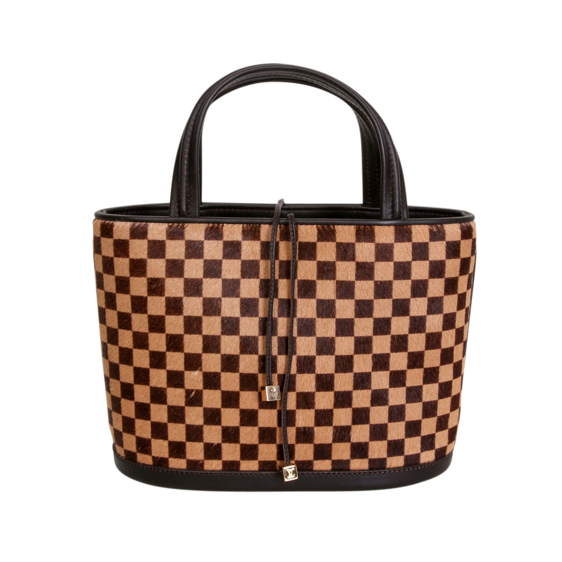 LOUIS VUITTON Henkeltasche "IMPALA", Koll.: 2002, NP.: ca. 700,-€. Damier Sauvage Serie aus Ponyfell