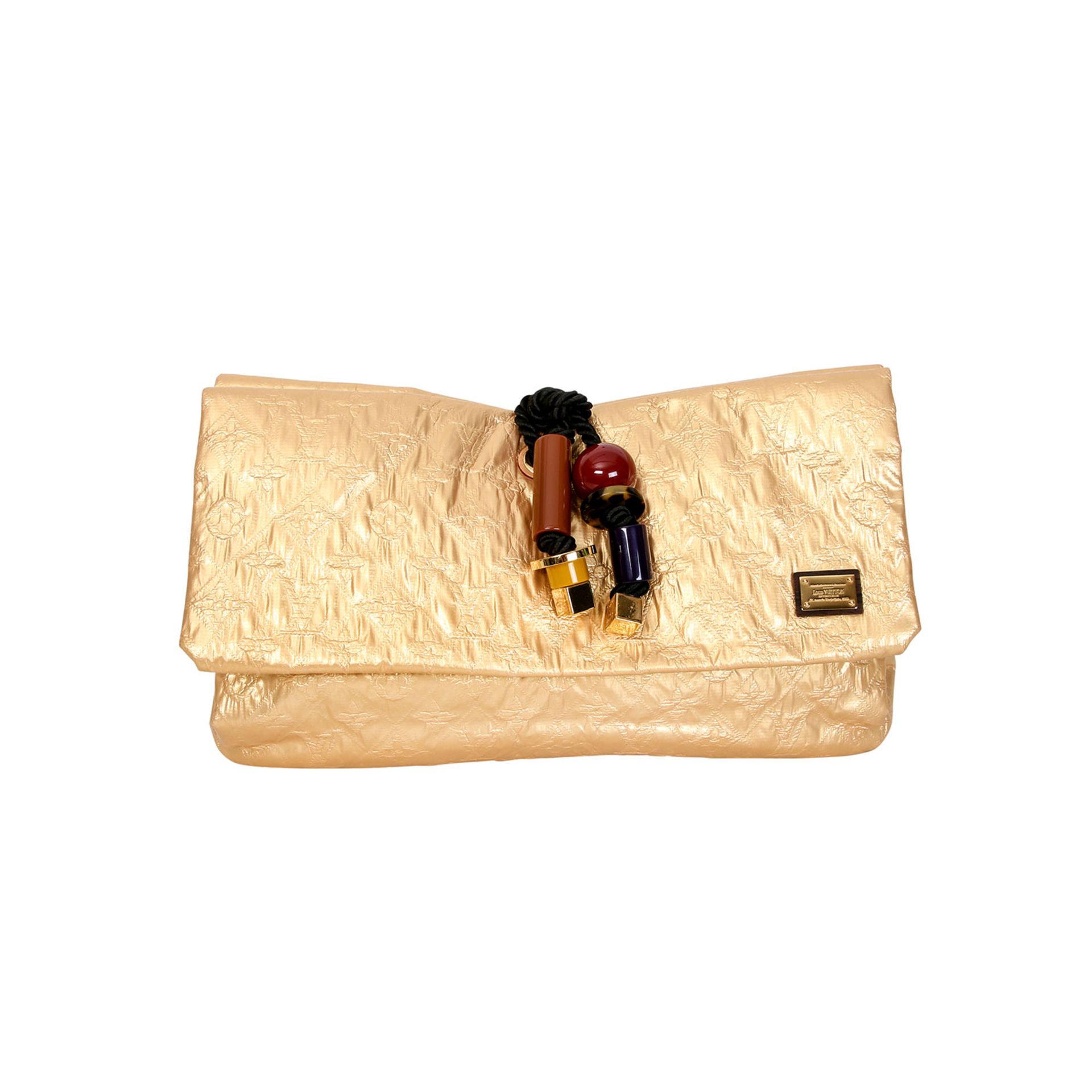 LOUIS VUITTON Clutch "GOLD LIMELIGHT AFRICAN QUEEN MASAI CLUTCH GM". Koll. 2009. Limited Runway