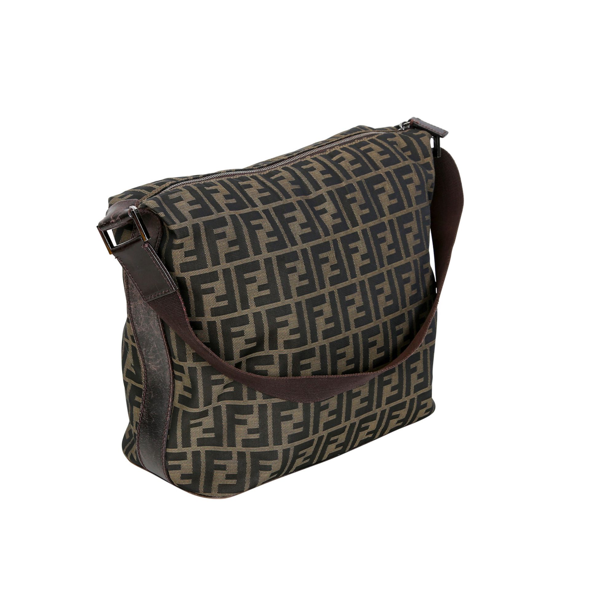 FENDI Schultertasche. NP. ca.: 700,-€. Textil mit klassischem Zucca-Design in Grüntönen, - Bild 2 aus 7