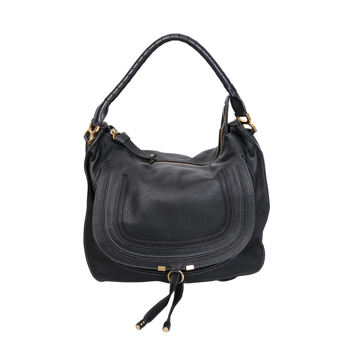 CHLOÈ Schultertasche "MARCIE PORTE EPAULE".Akt. NP.: 1.645,-€. Robustes Leder in Schwarz,