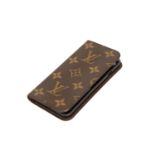 LOUIS VUITTON Handy-Hülle IPhone 7.Monogram Canvas Serie mit Cross-Grain Innenraum mit einem Fach.