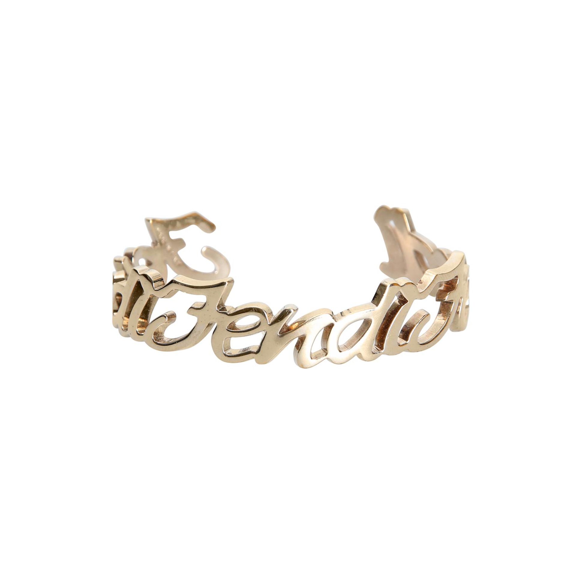 FENDI Modeschmuck-Armspange.Goldfarbene Hardware in Logoschriftzug. Durchmesser 6cm. Box anbei.