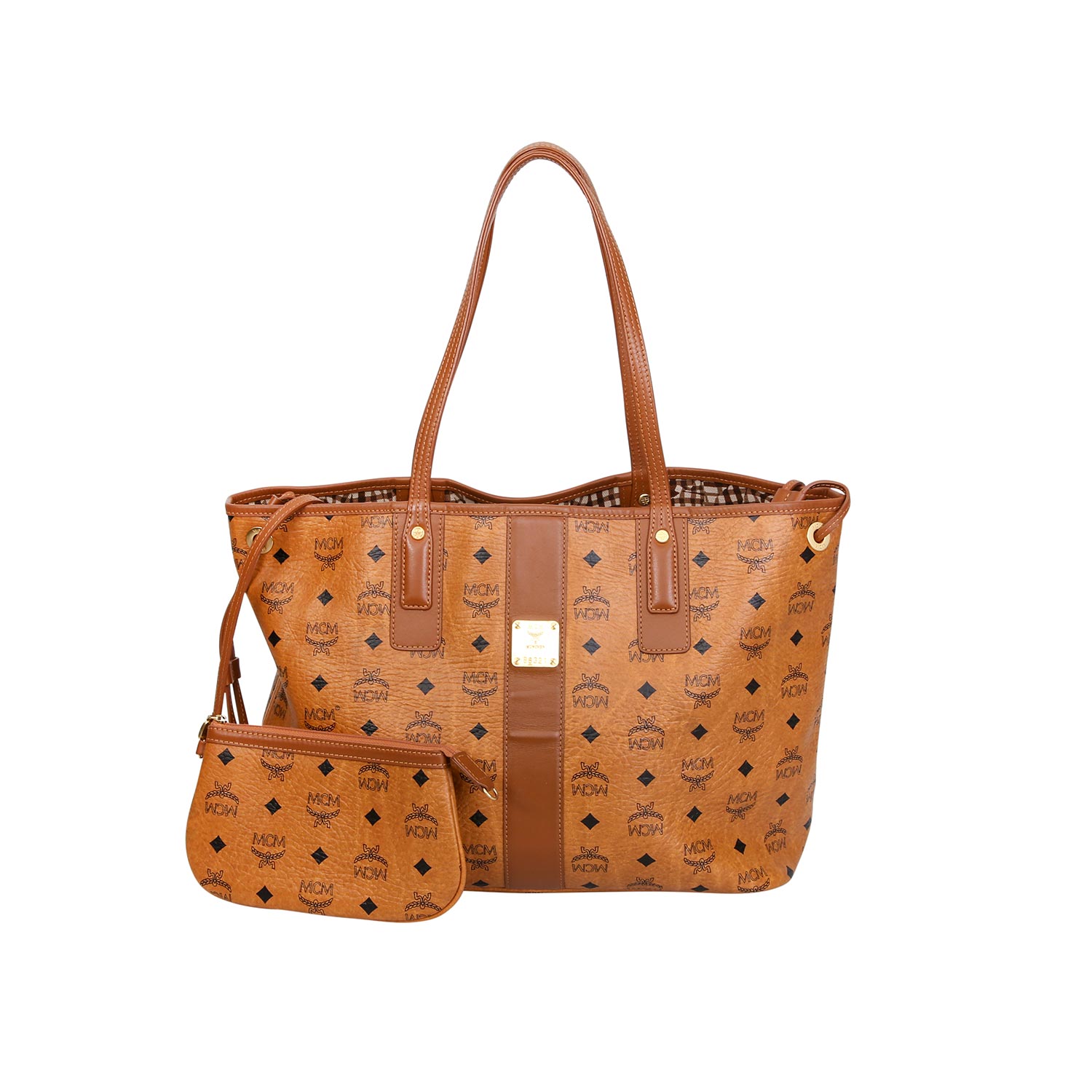 MCM Wende-Shopper "LIZ", akt. NP.: 625,-€.Visetos Canvas Serie in Cognacfarben mit schwarzem Logo-