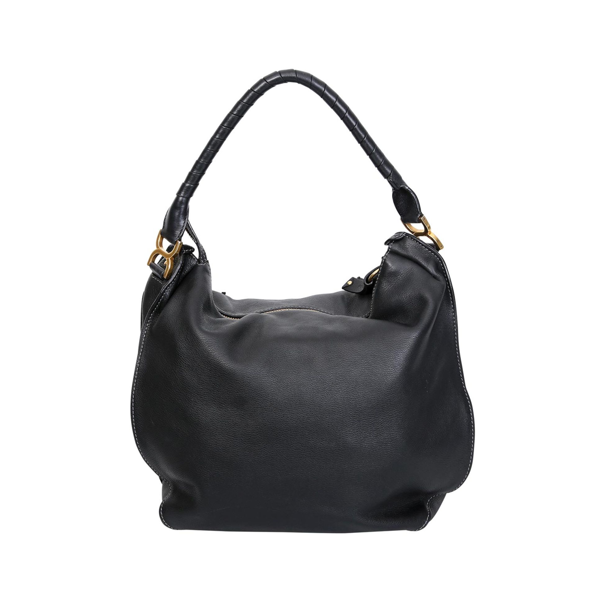 CHLOÈ Schultertasche "MARCIE PORTE EPAULE".Akt. NP.: 1.645,-€. Robustes Leder in Schwarz, - Bild 4 aus 6